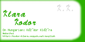 klara kodor business card